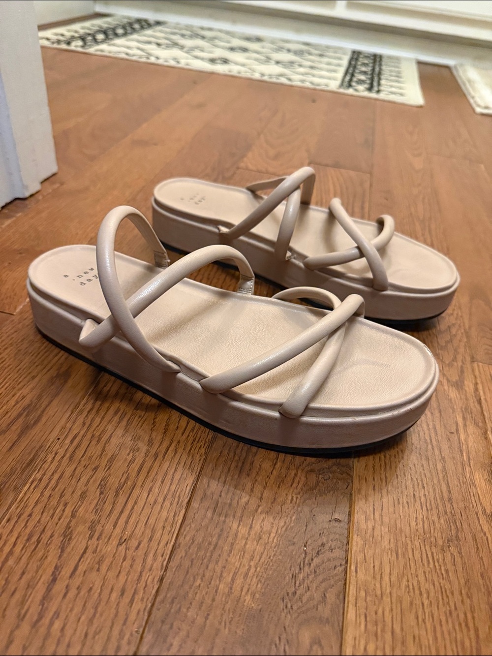 a new day Womens Neutral Strappy Platform Slide Sandals